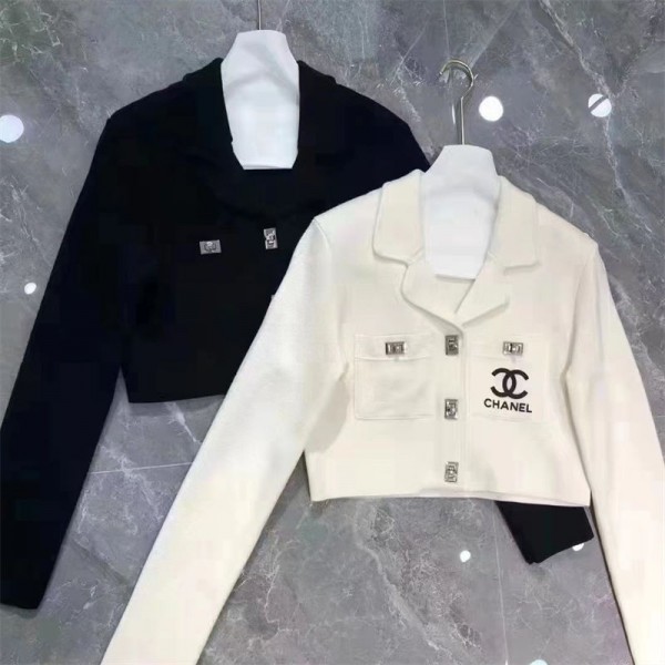 Chanel ブランド スーツ レディース ジャケット シャネル 可愛い ニットジャケット 気質コート セレブリティ風  小香風 ャケット ファション ジュアル スタイリ ッシュジ Lサイズ  白 黒 ベージュ 