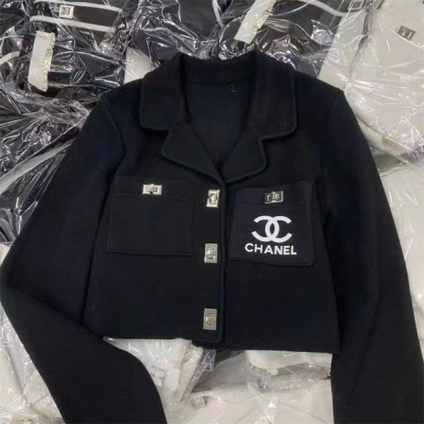 Chanel ブランド スーツ レディース ジャケット シャネル 可愛い ニットジャケット 気質コート セレブリティ風  小香風 ャケット ファション ジュアル スタイリ ッシュジ Lサイズ  白 黒 ベージュ 