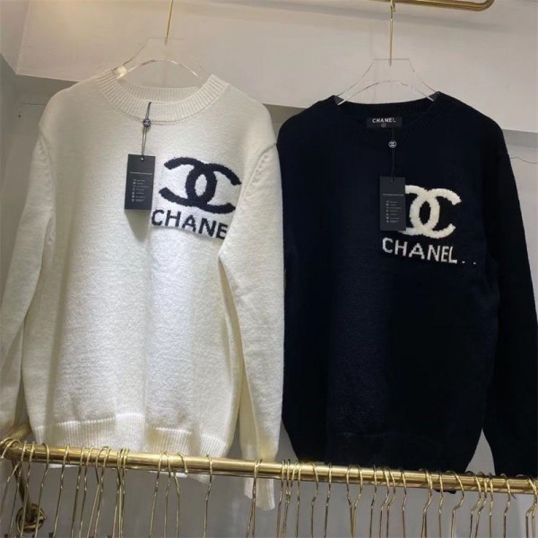 Chanel シャネルブランドセーター レディース ニット トップス 長袖 着痩せ 厚手 ミディアム丈 柔らかい ゆったり 韓国 体型カバー 高伸縮 ニットソー 保温 通勤 秋 冬 S - XL