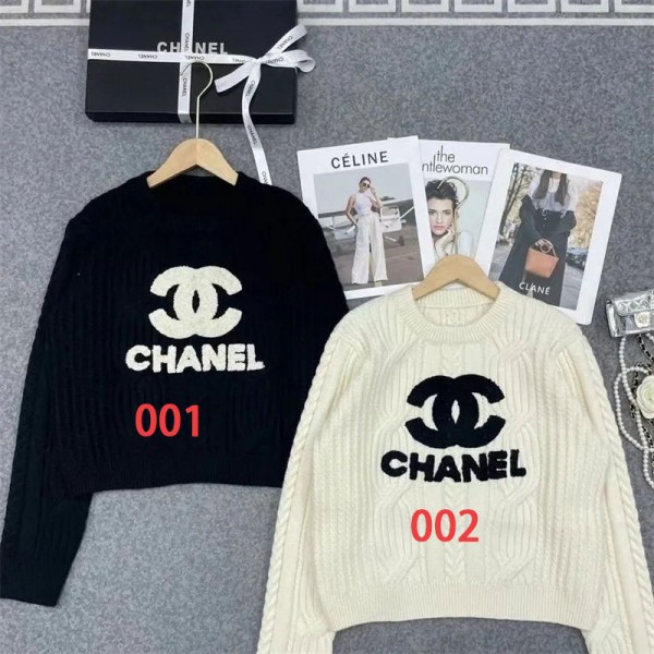 Chanel シャネルブランド ニット レディース セーター トップス 長袖 クルーネック 春 秋 冬 ニュールック 重ねる着便利 着回しやすい 着痩せ S - L 高伸縮 リブ カットソー ニットソー インナー カジュアル
