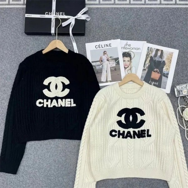 Chanel シャネルブランド ニット レディース セーター トップス 長袖 クルーネック 春 秋 冬 ニュールック 重ねる着便利 着回しやすい 着痩せ S - L 高伸縮 リブ カットソー ニットソー インナー カジュアル