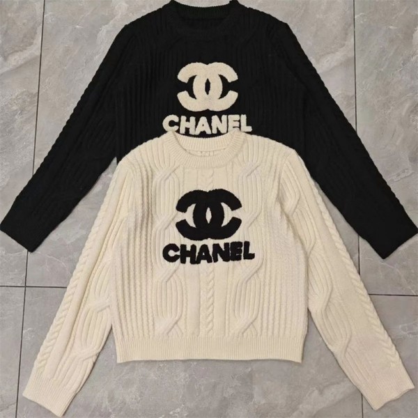 Chanel シャネルブランド ニット レディース セーター トップス 長袖 クルーネック 春 秋 冬 ニュールック 重ねる着便利 着回しやすい 着痩せ S - L 高伸縮 リブ カットソー ニットソー インナー カジュアル
