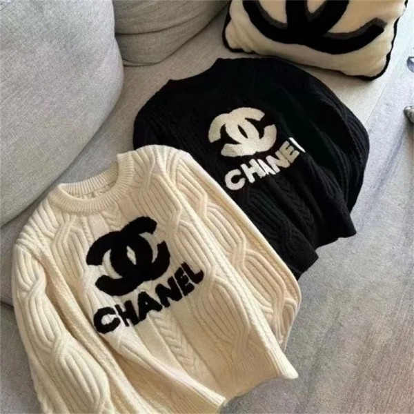 Chanel シャネルブランド ニット レディース セーター トップス 長袖 クルーネック 春 秋 冬 ニュールック 重ねる着便利 着回しやすい 着痩せ S - L 高伸縮 リブ カットソー ニットソー インナー カジュアル