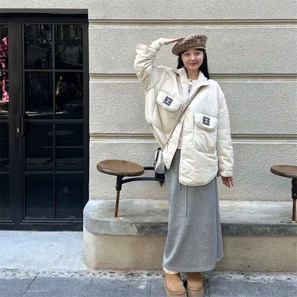 Chanel シャネルブランド キルティングジャケット レディース 中綿 ノーカラーコート アウター 防寒コート ショート丈 人気 暖かい 軽量 無地 棉服 秋冬S- L