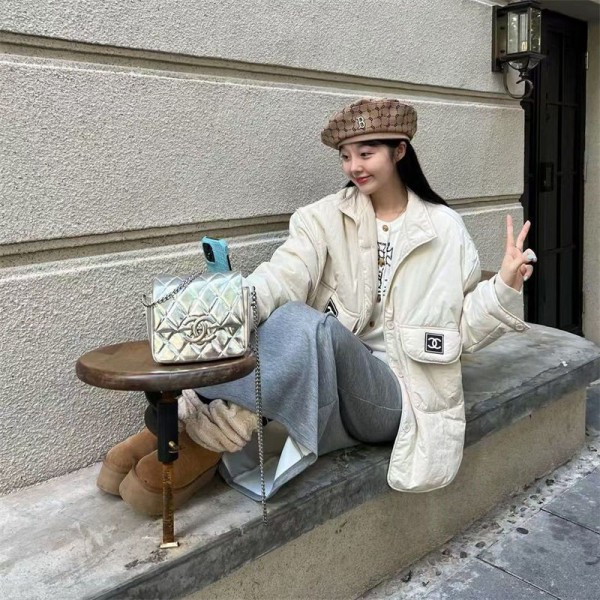 Chanel シャネルブランド キルティングジャケット レディース 中綿 ノーカラーコート アウター 防寒コート ショート丈 人気 暖かい 軽量 無地 棉服 秋冬S- L