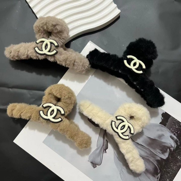 Chanel シャネルハイブランドファッションヘアバレッタヘアクリップヘアピンフェイクファー素材ヘアバレッタヘアアクセサリーパーティー日常着用に最適アクリルヘアクリップ