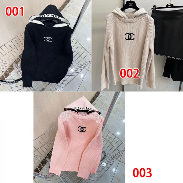 Chanel シャネルハイブランドパーカー ニット レディース セーター ニットパーカー 長袖 フード付き トップス きれいめ プルオーバー ラグランスリーブ 無地 カジュアル ゆったり きれいめ 暖かい 普段着 通勤 春 秋 冬