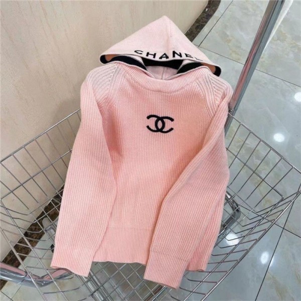 Chanel シャネルハイブランドパーカー ニット レディース セーター ニットパーカー 長袖 フード付き トップス きれいめ プルオーバー ラグランスリーブ 無地 カジュアル ゆったり きれいめ 暖かい 普段着 通勤 春 秋 冬