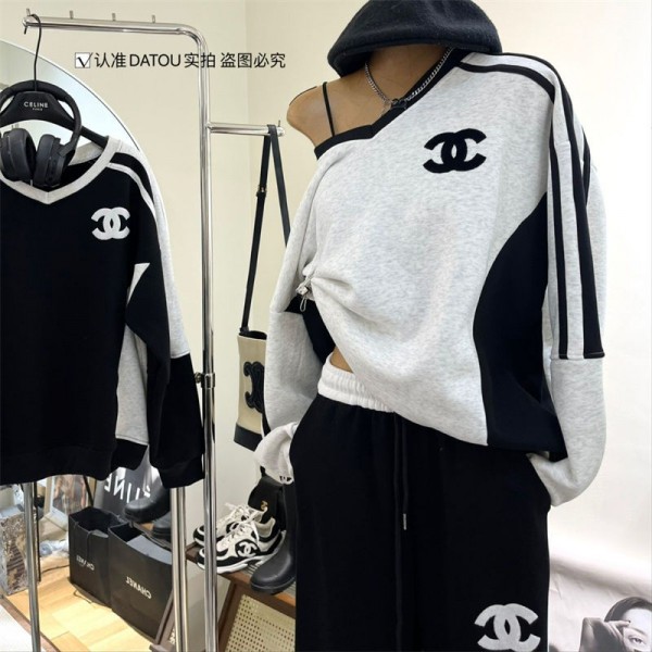 Chanel シャネル ハイブランド プルオーバーパーカー 偽物スウェット ハイブランド 秋冬ボアパーカーブランド 裏起毛 スウェット偽物 男女兼用