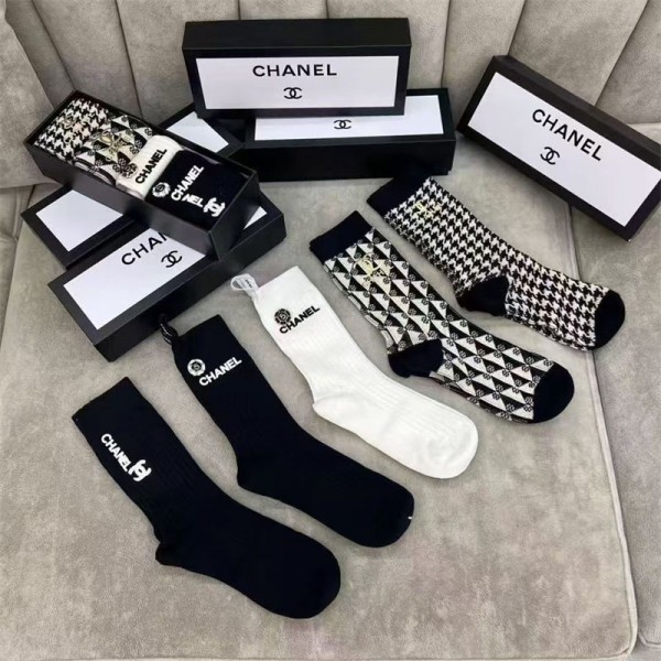 Chanel シャネルハイブランド ソックス 綿製ブランド ストッキング 大人気コットン 靴下 メンズ 通気性浅口ソックス 女の子好き 韓国