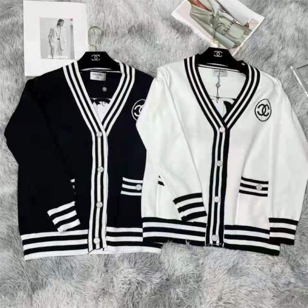 Chanel シャネルハイブランドカーディガン ニット レディース セーター S - XL 体型カバー 上品で女性らしい雰囲気 アウター Vネック トップス ゆったり 前開き 高伸縮 小顔 着痩せ 暖かい 冷房対策 羽織り コート カジュアル オフィス 通勤 日常