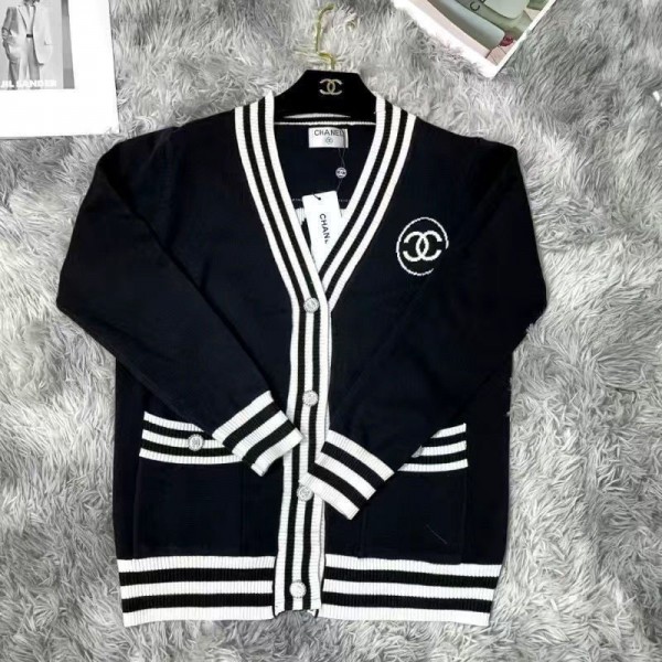 Chanel シャネルハイブランドカーディガン ニット レディース セーター S - XL 体型カバー 上品で女性らしい雰囲気 アウター Vネック トップス ゆったり 前開き 高伸縮 小顔 着痩せ 暖かい 冷房対策 羽織り コート カジュアル オフィス 通勤 日常