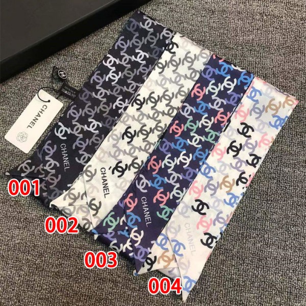 Chanel シャネルブランドシルク スカーフ スキニー レディース 少女 細い 長方形 ネッカチーフ ココマーク柄 ヴィンテージ 芸術的 スタイル サテン スリム リボンスカーフ リボンタイ 頭飾り 髪飾り 髪の包帯 ハンドル リボン