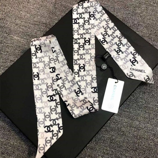 Chanel シャネルブランドシルク スカーフ スキニー レディース 少女 細い 長方形 ネッカチーフ ココマーク柄 ヴィンテージ 芸術的 スタイル サテン スリム リボンスカーフ リボンタイ 頭飾り 髪飾り 髪の包帯 ハンドル リボン