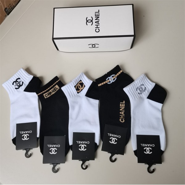 Chanel シャネルコットン 靴下 メンズ 通気性ブランドミドルソックス 高品質浅口ソックス 女の子好き 韓国上質な コットン ソックス くつした