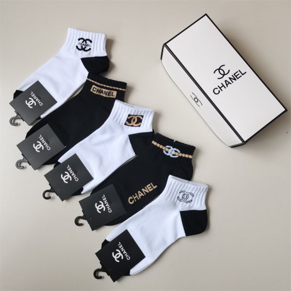 Chanel シャネルコットン 靴下 メンズ 通気性ブランドミドルソックス 高品質浅口ソックス 女の子好き 韓国上質な コットン ソックス くつした