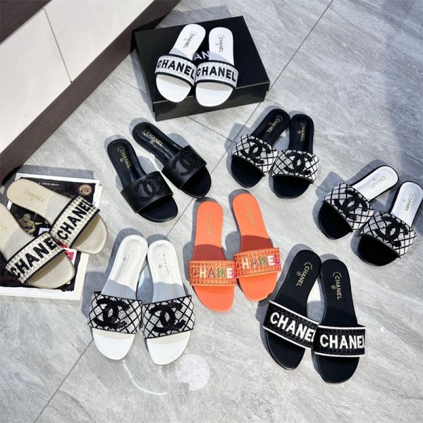 Chanel シャネルブランド サンダル レディース 夏靴 ファッション ミュール サンダル歩きやすい 225 ¬260cm 通気性 ビーチサンダル 滑り止め 軽量 スリッパ シンプル 韓国風