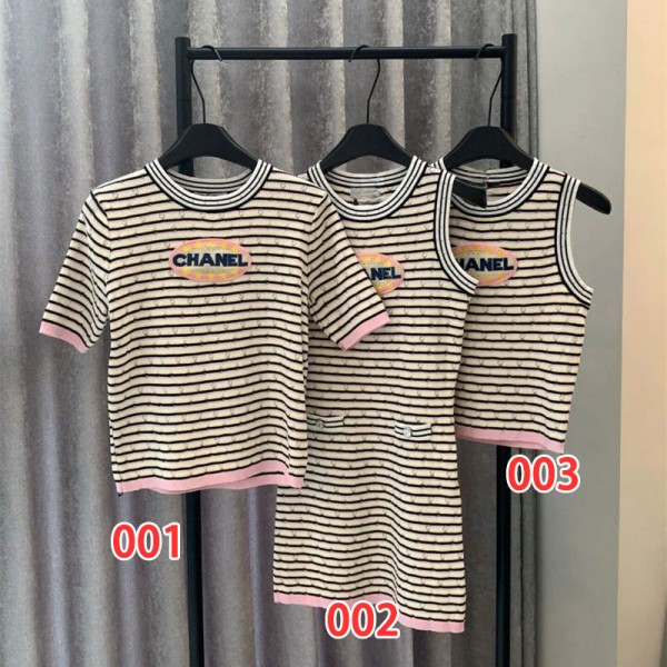 Chanel シャネルブランドサマーニット カットソー 春夏 上品 おしゃれ ニット トップス リブニット ワンピース レディース カジュアル ニットタンクトップ S - XL
