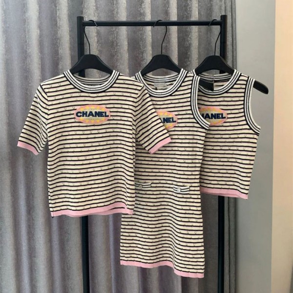 Chanel シャネルブランドサマーニット カットソー 春夏 上品 おしゃれ ニット トップス リブニット ワンピース レディース カジュアル ニットタンクトップ S - XL