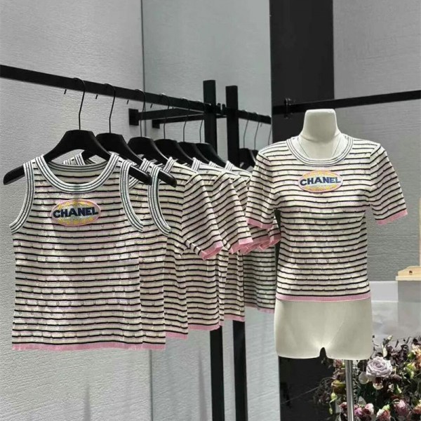 Chanel シャネルブランドサマーニット カットソー 春夏 上品 おしゃれ ニット トップス リブニット ワンピース レディース カジュアル ニットタンクトップ S - XL