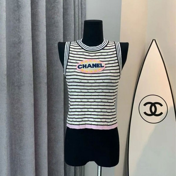 Chanel シャネルブランドサマーニット カットソー 春夏 上品 おしゃれ ニット トップス リブニット ワンピース レディース カジュアル ニットタンクトップ S - XL