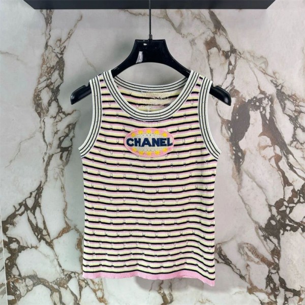 Chanel シャネルブランドサマーニット カットソー 春夏 上品 おしゃれ ニット トップス リブニット ワンピース レディース カジュアル ニットタンクトップ S - XL