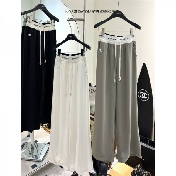 ブランドシャネル ワイドパンツ レディース ハイウエスト Chanel ガウチョパンツ ウエストゴム ロングパンツ スラックス ズボン スーツパンツ 無地 ボトムス 美脚 ゆったり カジュアル オフィス 春 夏 S - XL