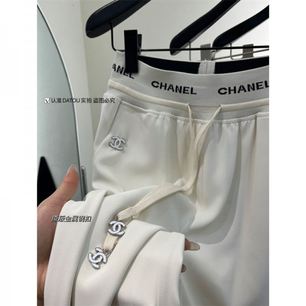 ブランドシャネル ワイドパンツ レディース ハイウエスト Chanel ガウチョパンツ ウエストゴム ロングパンツ スラックス ズボン スーツパンツ 無地 ボトムス 美脚 ゆったり カジュアル オフィス 春 夏 S - XL