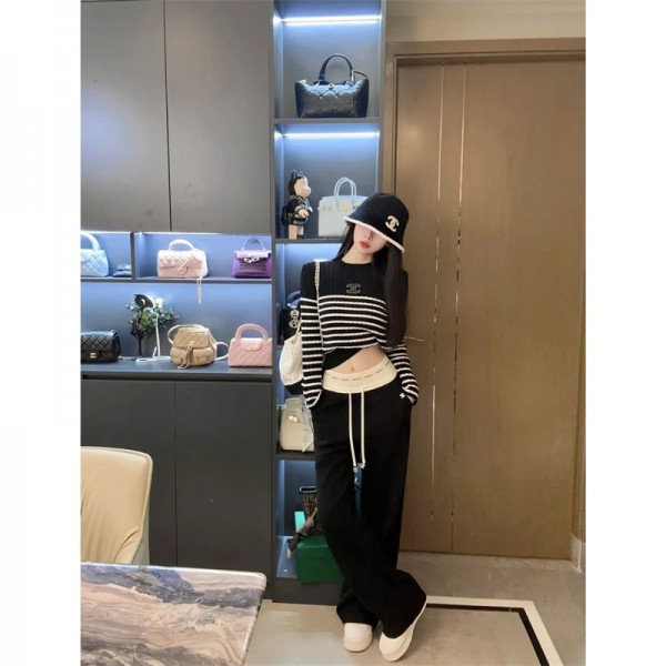 ブランドシャネル ワイドパンツ レディース ハイウエスト Chanel ガウチョパンツ ウエストゴム ロングパンツ スラックス ズボン スーツパンツ 無地 ボトムス 美脚 ゆったり カジュアル オフィス 春 夏 S - XL