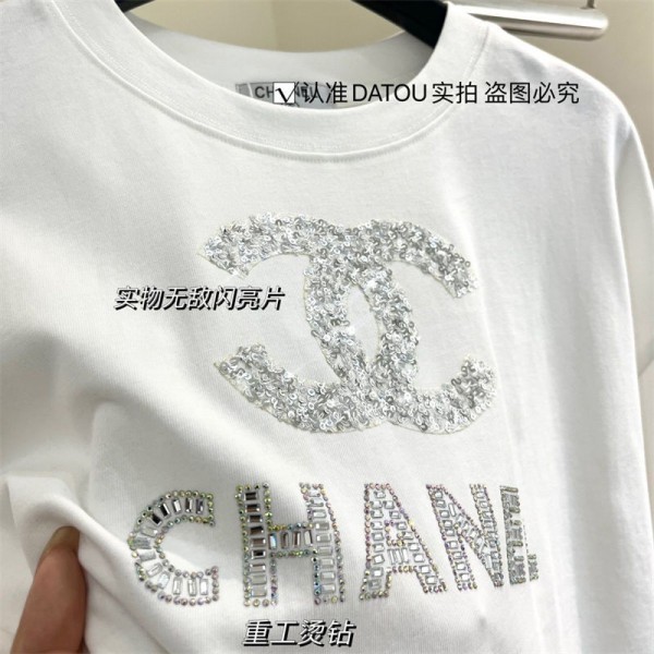 Chanel シャネルブランドtシャツオーバーサイズ夏tシャツブランドかわいいハイブランド半袖tシャツ男女兼用Tシャツカットソーペアカップル