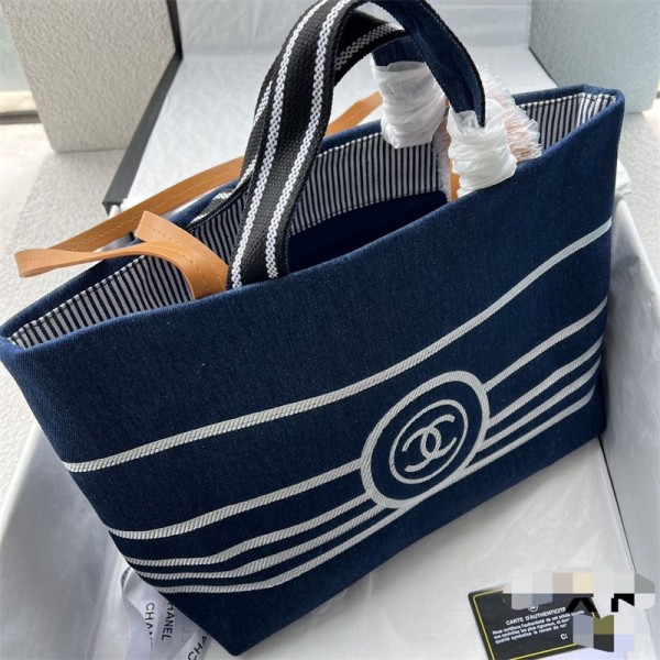 Chanel シャネルブランドデニムトートバッグ 大容量 レデース デニムバッグ 手提げバッグ ポケット男女兼用 マザーズバッグ ジーンズ かばん ハンドバッグ 大きめ 肩掛け シンプル 軽量 無地 人気 通勤通学