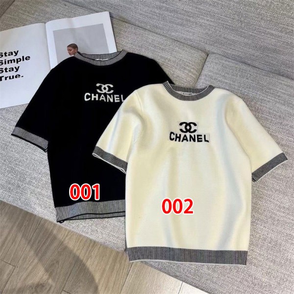 Chanel シャネルtシャツハイブランド半袖 レディース ニット Tシャツ 夏服 ニットｔシャツ ギフト プレゼント夏 薄手 体型カバー 着痩せ おしゃれ 通勤 学生 高校生 ファッション S - L