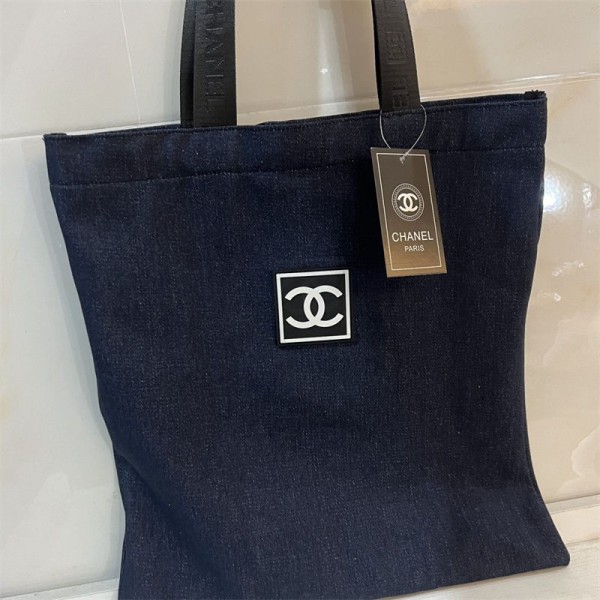 Chanel シャネルブランドトートバッグ ヴィンテージ デニム ショルダーバッグ 肩掛け 手提げ カバン カジュアル 大容量 キャンバストート 脇下用 買い物バッ レディース 学生用