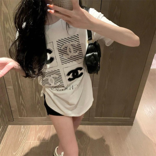 Chanel シャネルブランド半袖tシャツブランドtシャツオーバーサイズハイブランド半袖tシャツ男女兼用ブランドtシャツ高品質 S- 2XL