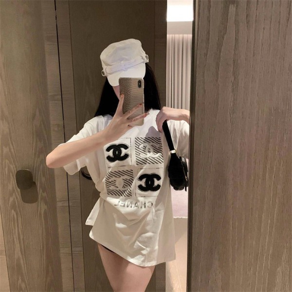 Chanel シャネルブランド半袖tシャツブランドtシャツオーバーサイズハイブランド半袖tシャツ男女兼用ブランドtシャツ高品質 S- 2XL