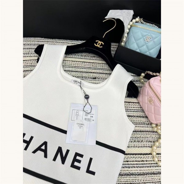 Chanel シャネルブランドタンクワンピース ミディアムドレス ニットワンピース ノースリーブ キャバ嬢 キャバクラ ラウンジ リブニット 膝丈 レディース S - L