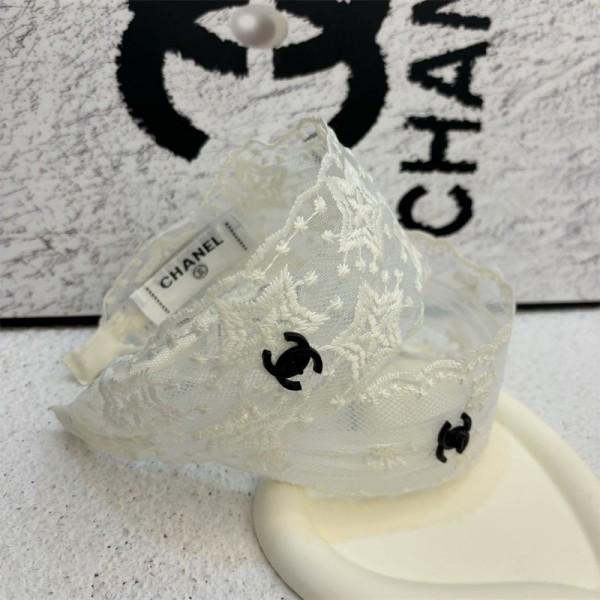 Chanel シャネルハイブランド レースカチューシャ ヘアアクセサリー カチューシャ ホワイト カチューシャ レディース 幅広 すっぽり隠れるレースカチューシャ 痛くない