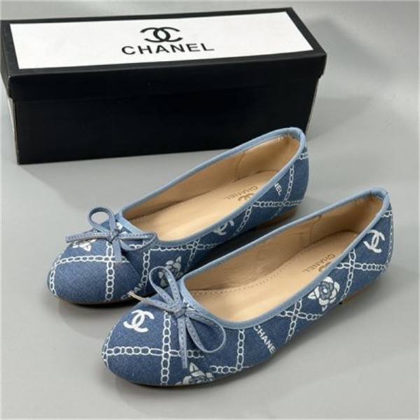 Chanel シャネルブランド バレエシューズ レディース デニムミュール ぺたんこパンプス 歩きやすい 235¬260cm リボン付き 通勤 柔らかクッションインソール 防滑底 疲れない おしゃれ コンフォートシューズ