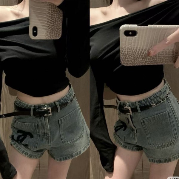シャネル レディース デニム ショートパンツ レディース ブランド Chanel ストレッチ デニム ホットパンツ S - XL ハイウエスト 夏 ジーンズ ショートパンツ ズボン セクシー 短パン パンツ