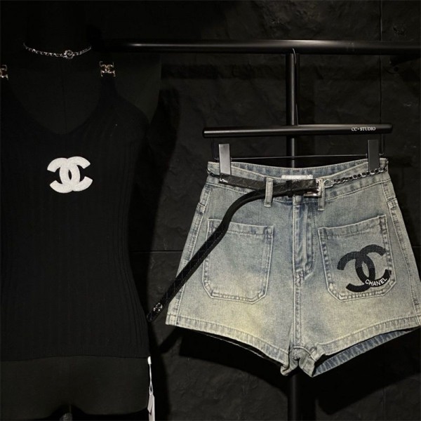 シャネル レディース デニム ショートパンツ レディース ブランド Chanel ストレッチ デニム ホットパンツ S - XL ハイウエスト 夏 ジーンズ ショートパンツ ズボン セクシー 短パン パンツ