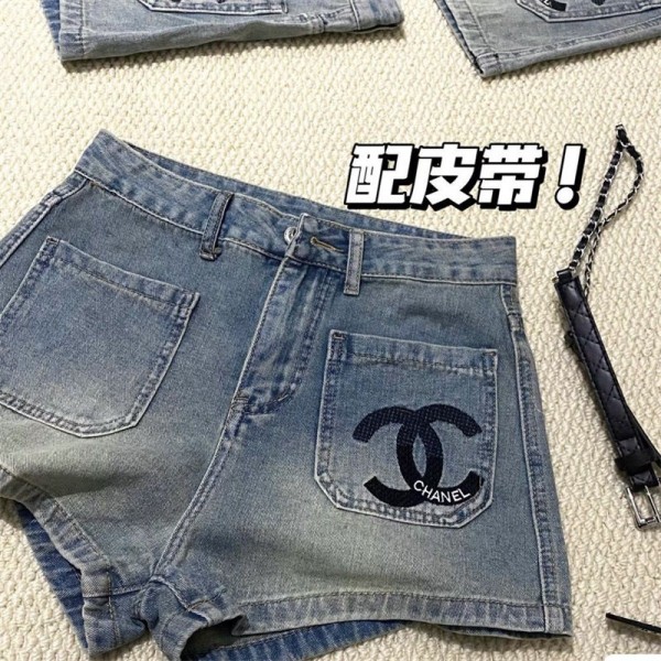 シャネル レディース デニム ショートパンツ レディース ブランド Chanel ストレッチ デニム ホットパンツ S - XL ハイウエスト 夏 ジーンズ ショートパンツ ズボン セクシー 短パン パンツ