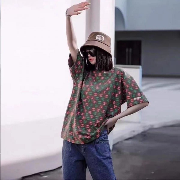 Chanel シャネルブランドtシャツカットソー コピーハイブランド半袖tシャツ男女兼用Tシャツカットソーペアカップル大人の上質TシャツM - 3XL