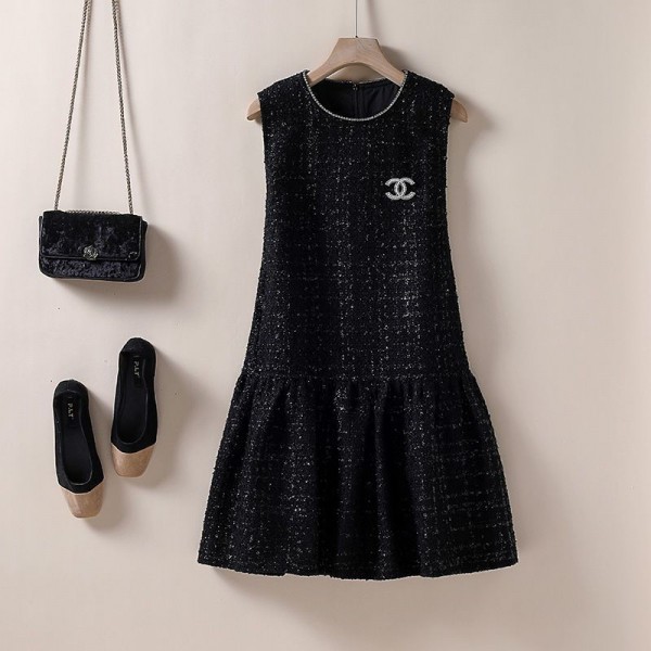 ブランドChanel ツイードドレス エレガント シャネル ワンピース Aライン ノースリーブ カジュアルワンピース 気質 レディース M - 4XL