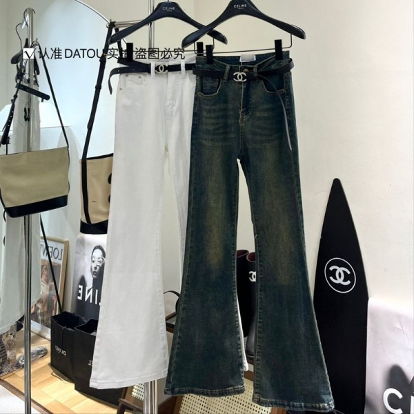 シャネルデニムズボン 細見え Chanel ブランドスキニーパンツ レディース S - XL ズボン 黒パンツレディース ジーンズ ジーパン 白パン パンツ フレアパンツ ウエストゴム ストレッチ ハイウエスト