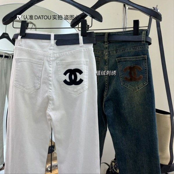 シャネルデニムズボン 細見え Chanel ブランドスキニーパンツ レディース S - XL ズボン 黒パンツレディース ジーンズ ジーパン 白パン パンツ フレアパンツ ウエストゴム ストレッチ ハイウエスト
