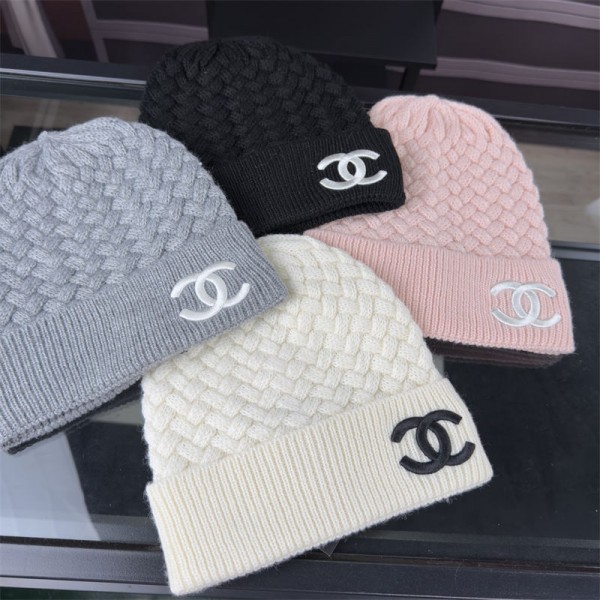 シャネル ニット帽 レディース 暖かい ブランド Chanel ニットハット ビーニー 帽子 ニットキャップ 秋冬 防寒防風 柔らかい 通気性 ストレッチ 深め 小顔効果 通勤 通学 自転車 フリーサイズ