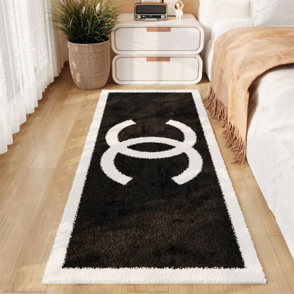 Chanel ブランド ラグマット ベッドサイド オフホワイト 長方形 シャネル カーペット 北欧風 洗える 滑り止め付 ラグ 厚手 良い肌触り ふわふわ ホットカーペット対応 防音 床暖房対応 1年中使える じゅうたん 抗菌防臭