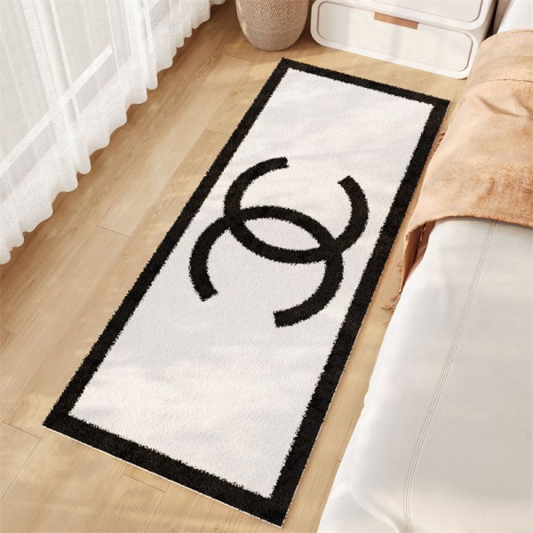 Chanel ブランド ラグマット ベッドサイド オフホワイト 長方形 シャネル カーペット 北欧風 洗える 滑り止め付 ラグ 厚手 良い肌触り ふわふわ ホットカーペット対応 防音 床暖房対応 1年中使える じゅうたん 抗菌防臭