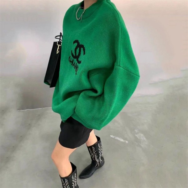 Chanel シャネルブランドセーター レディー ニット トップス クールネック ケーブル ゆったり 体型カバー お洒落 可愛い 柔らか 暖かい 長袖 防寒対策 プルオーバー カジュアル 通勤 5色展開 秋 冬