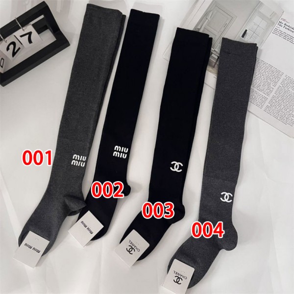 Chanel ミュウミュウハイブランド ニーハイソックス ロングソックス 少女感 レディース ストキング 伸縮性 通気性 美脚 脚長効果 靴下 ソックス パーティー 卒業式